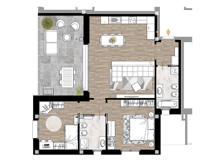 Trilocale primo piano Rif.05a
