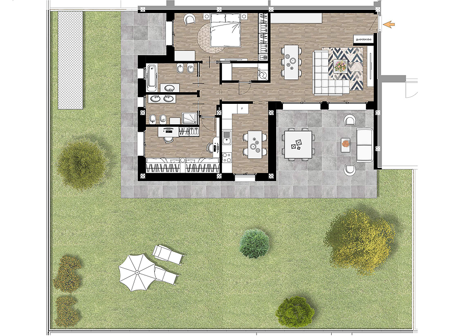 Trilocale con giardino Rif.03b