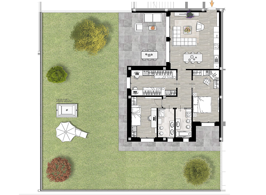 Quadrilocale con giardino Rif.04b