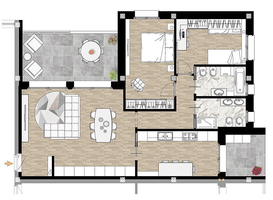 Trilocale primo piano Rif.05b