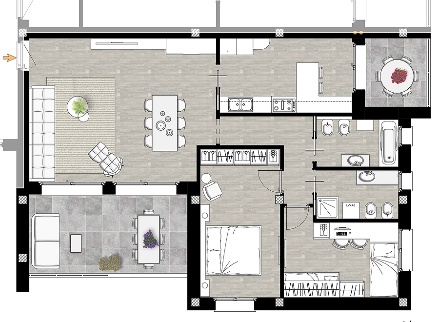 Trilocale primo piano Rif.06b