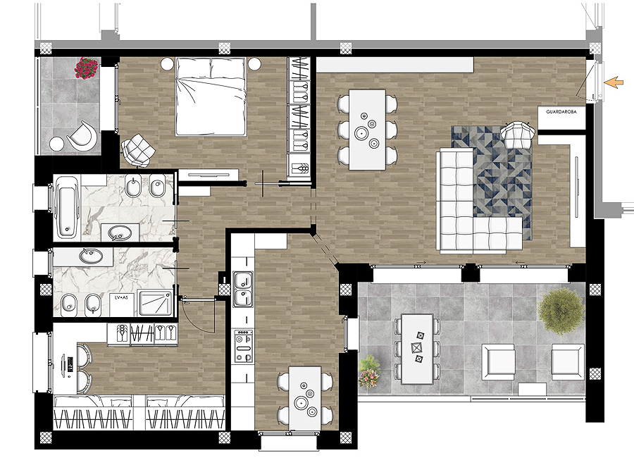 Trilocale primo piano Rif.07b